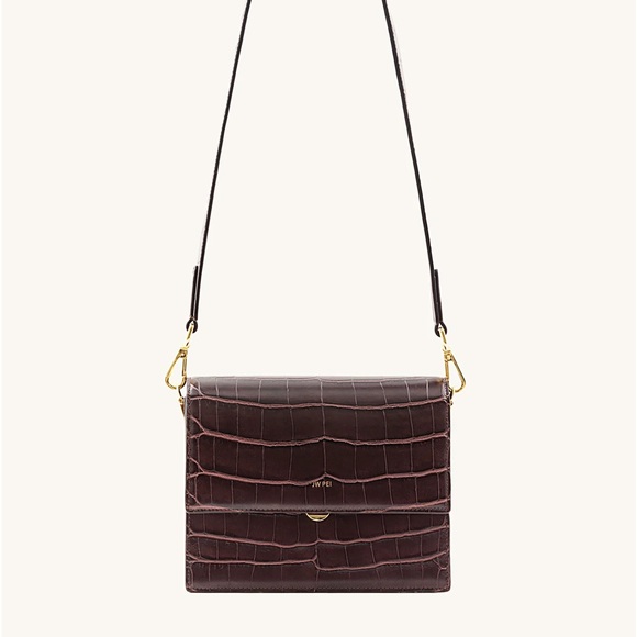 JW PEI | Mini Flap Crossbody in Brown Croc - Picture 3 of 10